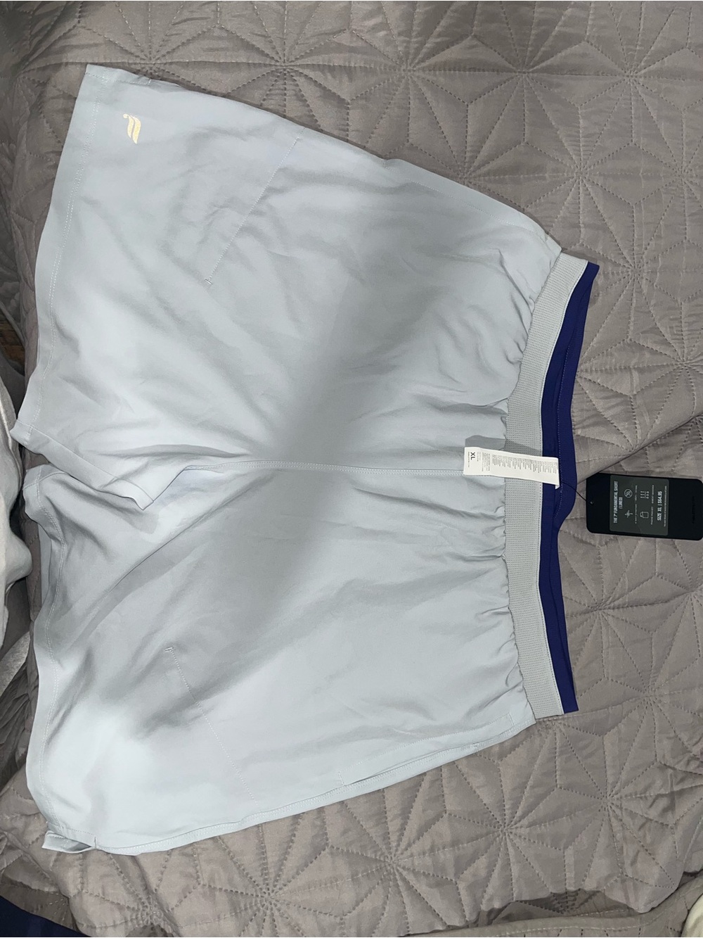 Light Gray Athletic Shorts with compression shorts underneath